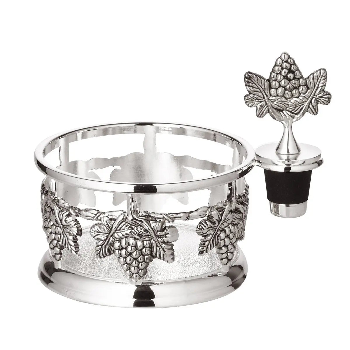 Raisins EDZARD sous-verre, avec bouchon de bouteille, argenté, diamètre 9 cm, hauteur 10 cm EDZARD-SHOP.com