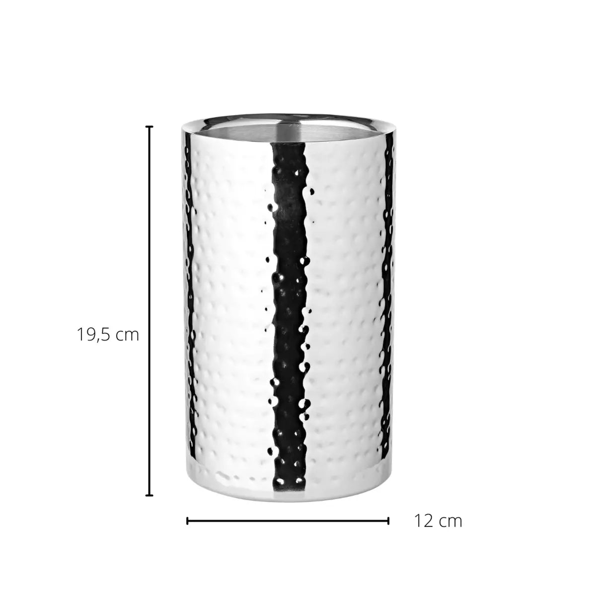 Refroidisseur de bouteilles EDZARD Nebraska, acier inoxydable martelé, poli, double paroi, hauteur 20 cm, ø 12 cm EDZARD-SHOP.com