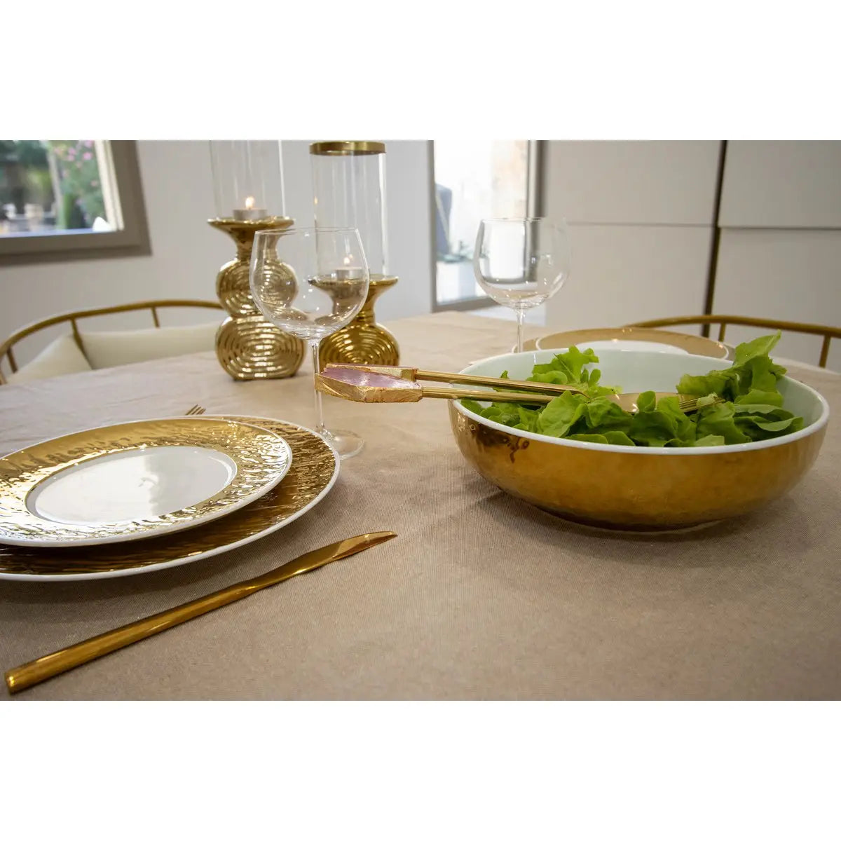 Saladier blanc et doré 25cm AULICA