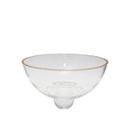 Saladier bord doré sur pied en verre 23.5x23.5x15.5cm AULICA