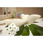 Saladier en céramique mat beige floral 41x31.5x20cm AULICA