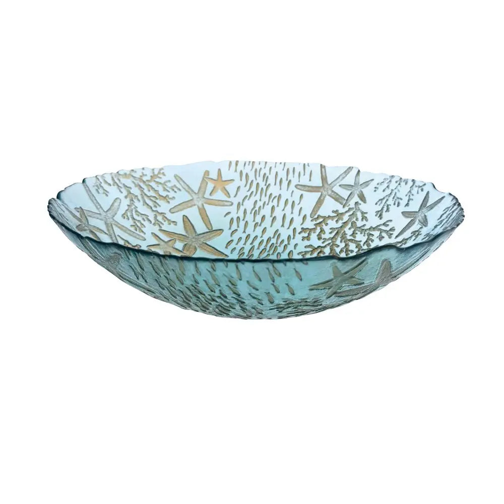 Saladier en verre bleu mer 33x33x9cm AULICA