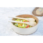 Saladier et couverts a salade blanc et bois manguier AULICA