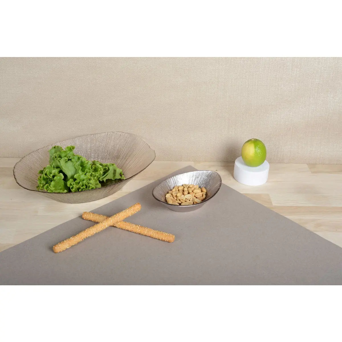 Saladier ovale bord sable transparent 30cm AULICA