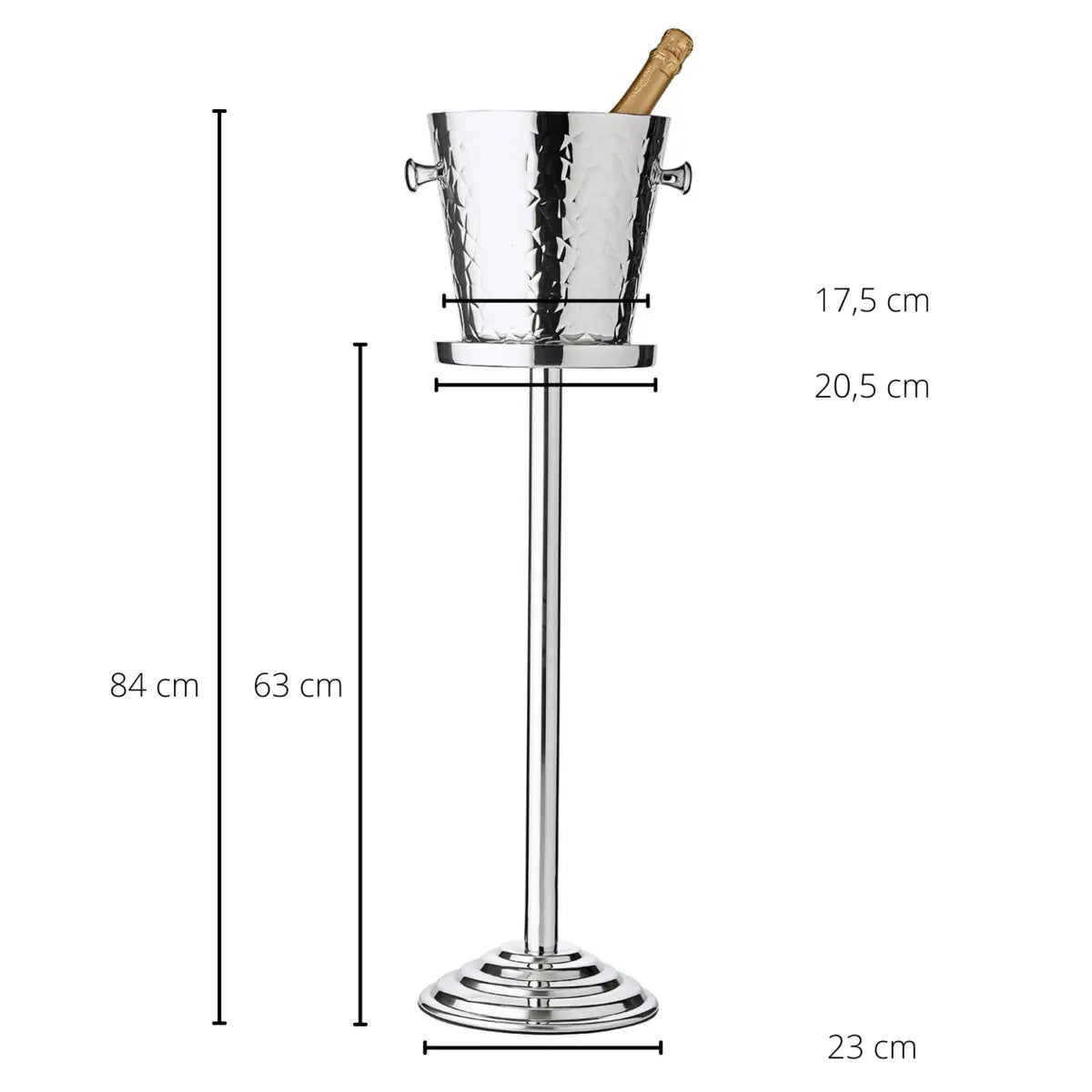 Seau à champagne EDZARD Capri avec support, acier inoxydable poli, motif extérieur, H 85 cm, glacière H 23 cm EDZARD-SHOP.com