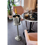 Seau à champagne EDZARD Capri avec support, acier inoxydable poli, motif extérieur, H 85 cm, glacière H 23 cm EDZARD-SHOP.com