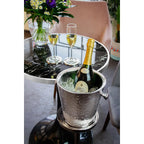 Seau à champagne EDZARD Capri avec support, acier inoxydable poli, motif extérieur, H 85 cm, glacière H 23 cm EDZARD-SHOP.com