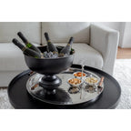 Seau à champagne EDZARD Pearl, hauteur 25 cm, ø 36 cm, extérieur noir mat, intérieur acier inoxydable poli brillant EDZARD-SHOP.com
