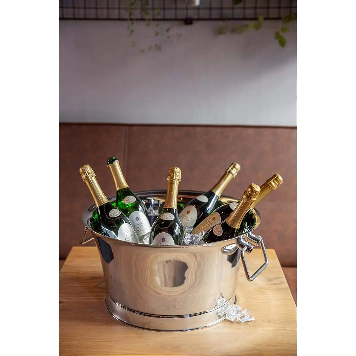 Seau à champagne EDZARD Samu, double paroi, avec poignées, acier inoxydable poli brillant, H 25 cm, ø 48 cm EDZARD-SHOP.com