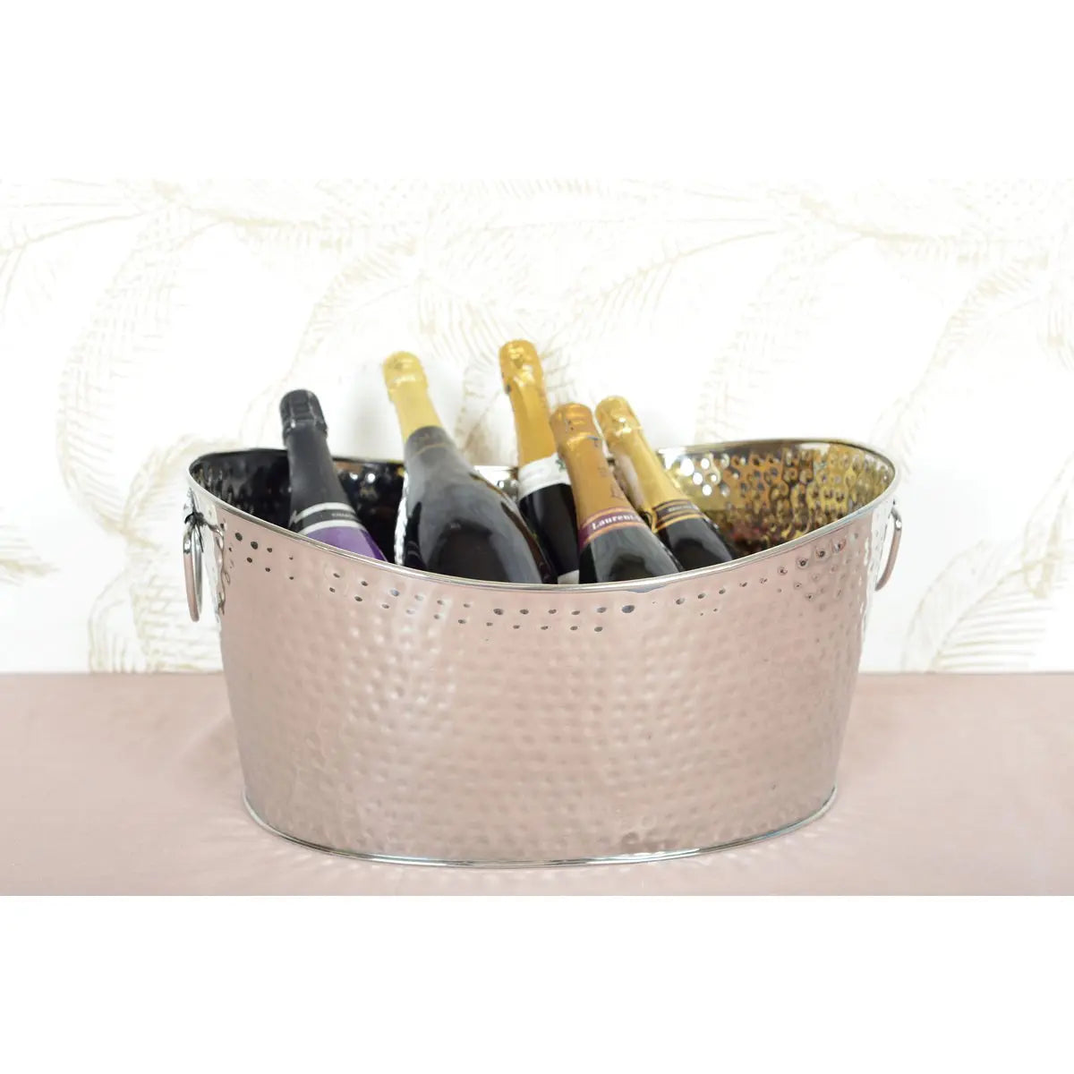 Seau à champagne argent martelé 49x35x23.5cm AULICA