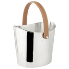 Seau à glace EDZARD Cave à vin Gilbert avec poignée en cuir marron, acier inoxydable nickelé brillant, hauteur 23 cm EDZARD
