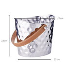 Seau à glace martelé EDZARD Cave à vin Gilbert, avec poignée en cuir marron, acier inoxydable, nickelé brillant, H 23 cm EDZARD-SHOP.com