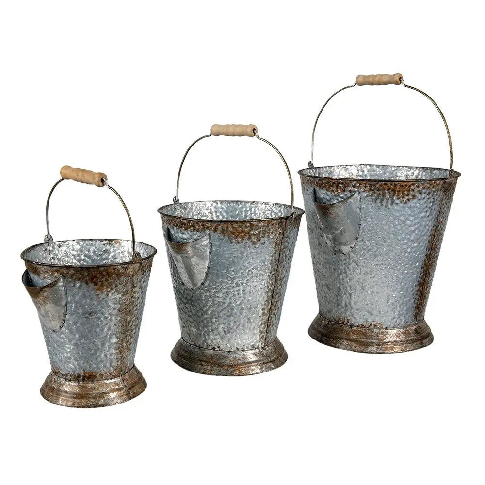 Seau déco (3) Ø 26x28 / Ø 22x24 / Ø 18x20 cm Clayre & Eef.