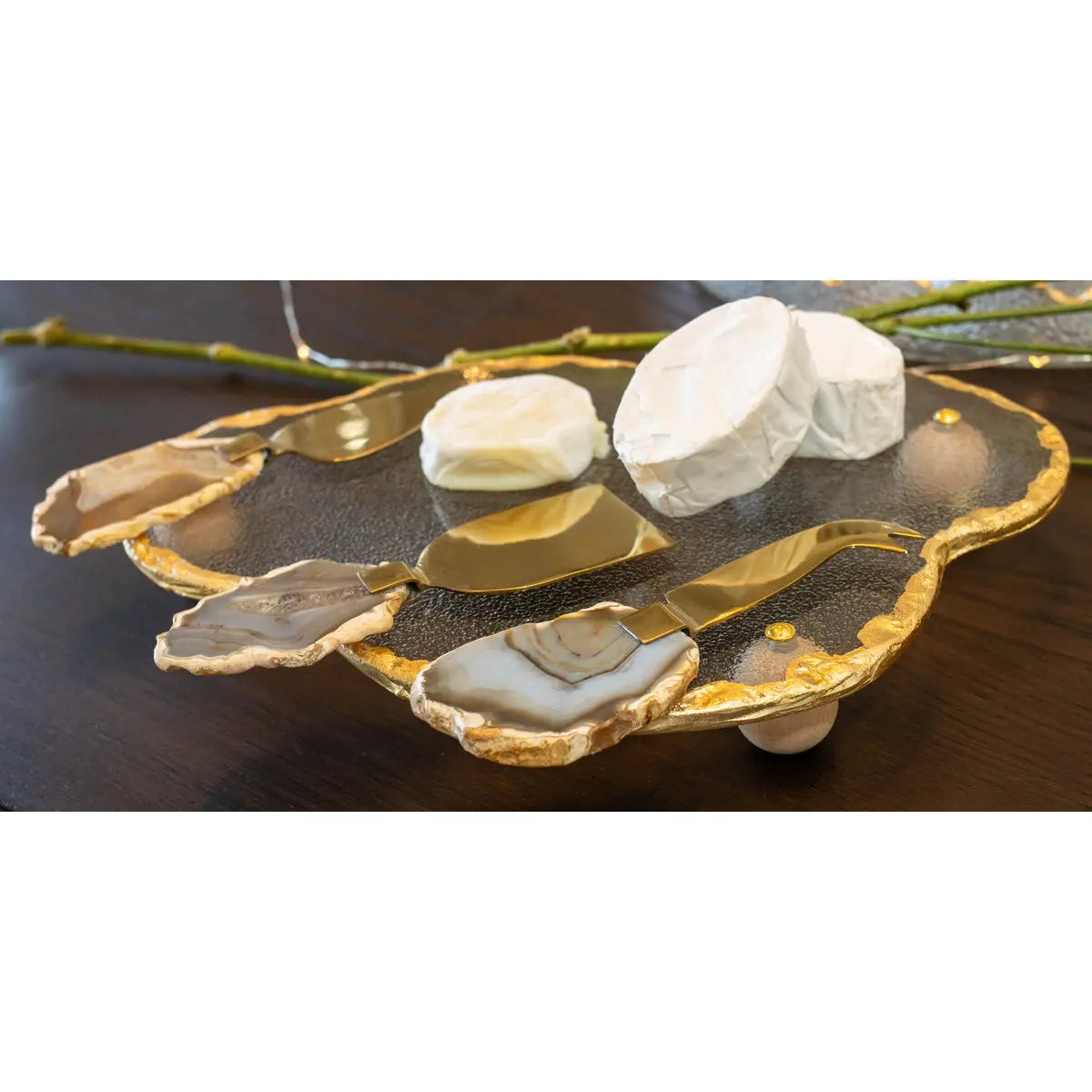 Service à fromage pierre agate beige - lot de 3 AULICA