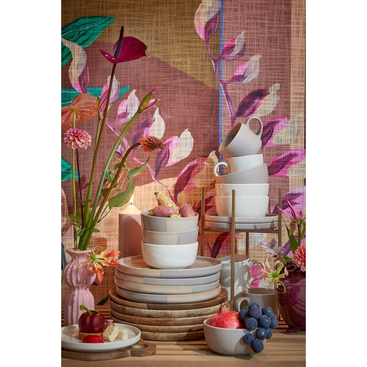 Service de vaisselle Ozzu Gris Mica Decorations