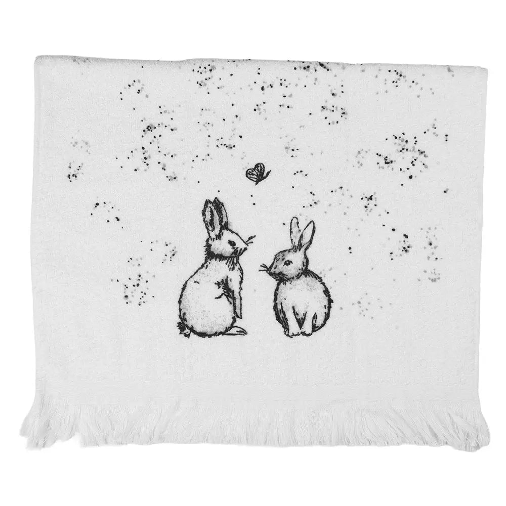 Serviette invitée 40x66 cm Rabbits en coton blanc Clayre & Eef.