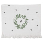 Serviette invitée 40x66 cm coeur de coton blanc Clayre & Eef.