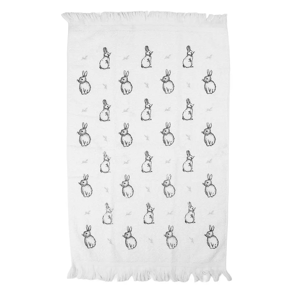 Serviette invitée 40x66 cm lapin en coton blanc Clayre & Eef.