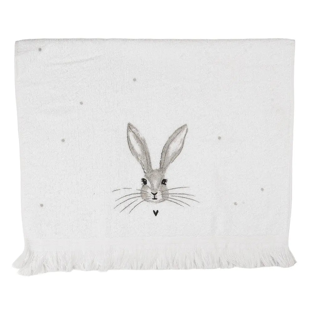 Serviette invitée 40x66 cm lapin en coton blanc Clayre & Eef.