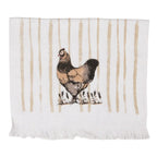 Serviette invitée 40x66 cm poulet en coton blanc Clayre & Eef.