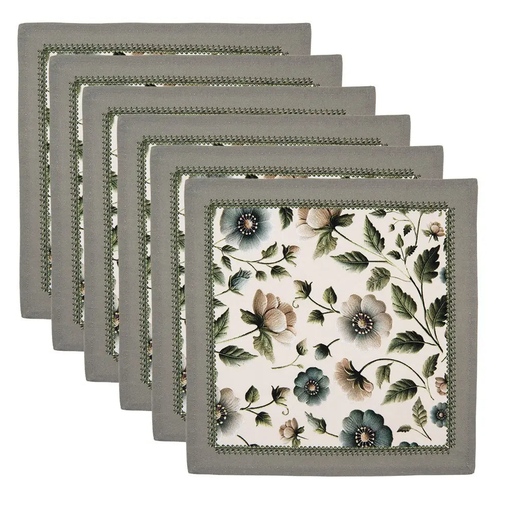 Serviettes Coton Lot de 6 40x40 cm Coton Beige Clayre & Eef.