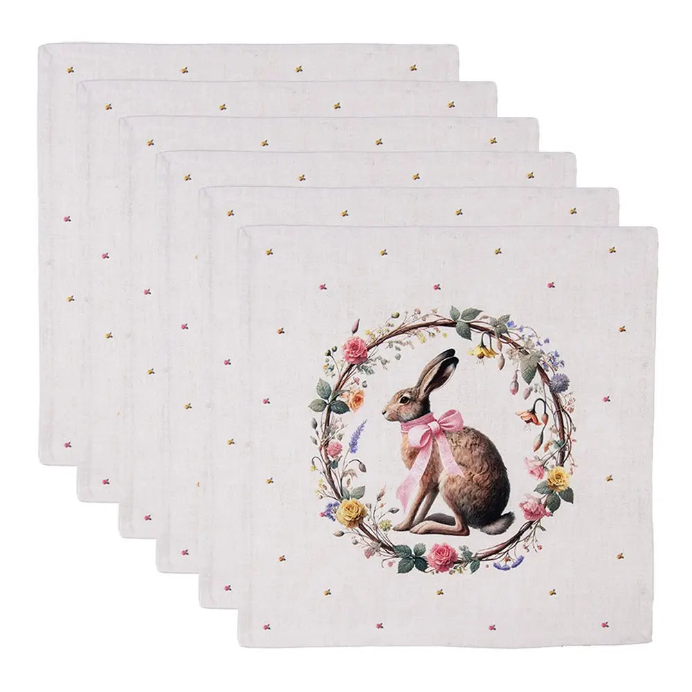 Serviettes Coton Lot de 6 40x40 cm Coton Beige Clayre & Eef.