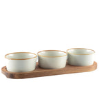Set apéritif de 3 coupelles sur plateau en bois 29x10cm AULICA
