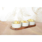 Set apéritif de 3 coupelles sur plateau en bois 29x10cm AULICA