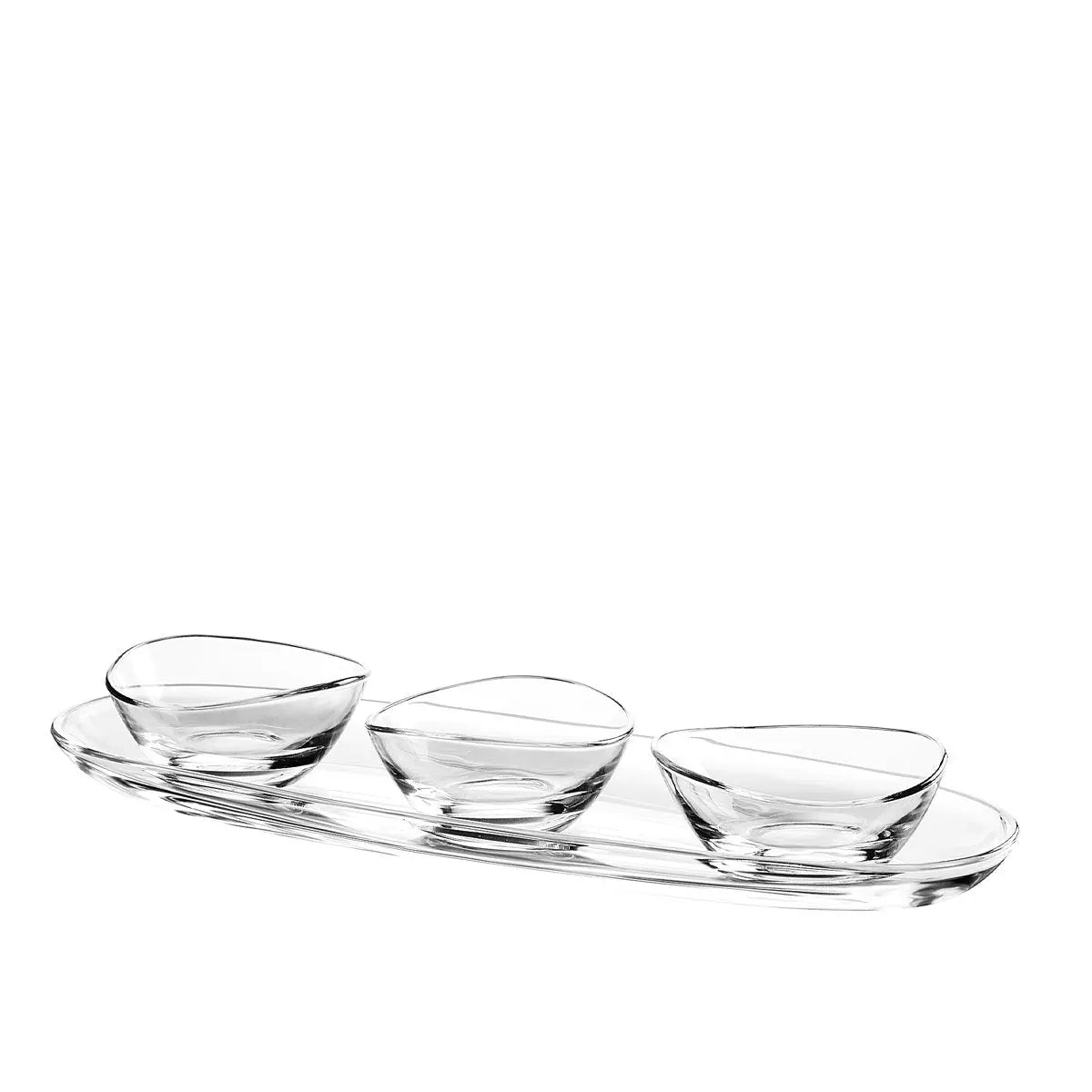 Set apéritif de 3 coupelles sur plateau transparent 41cm AULICA