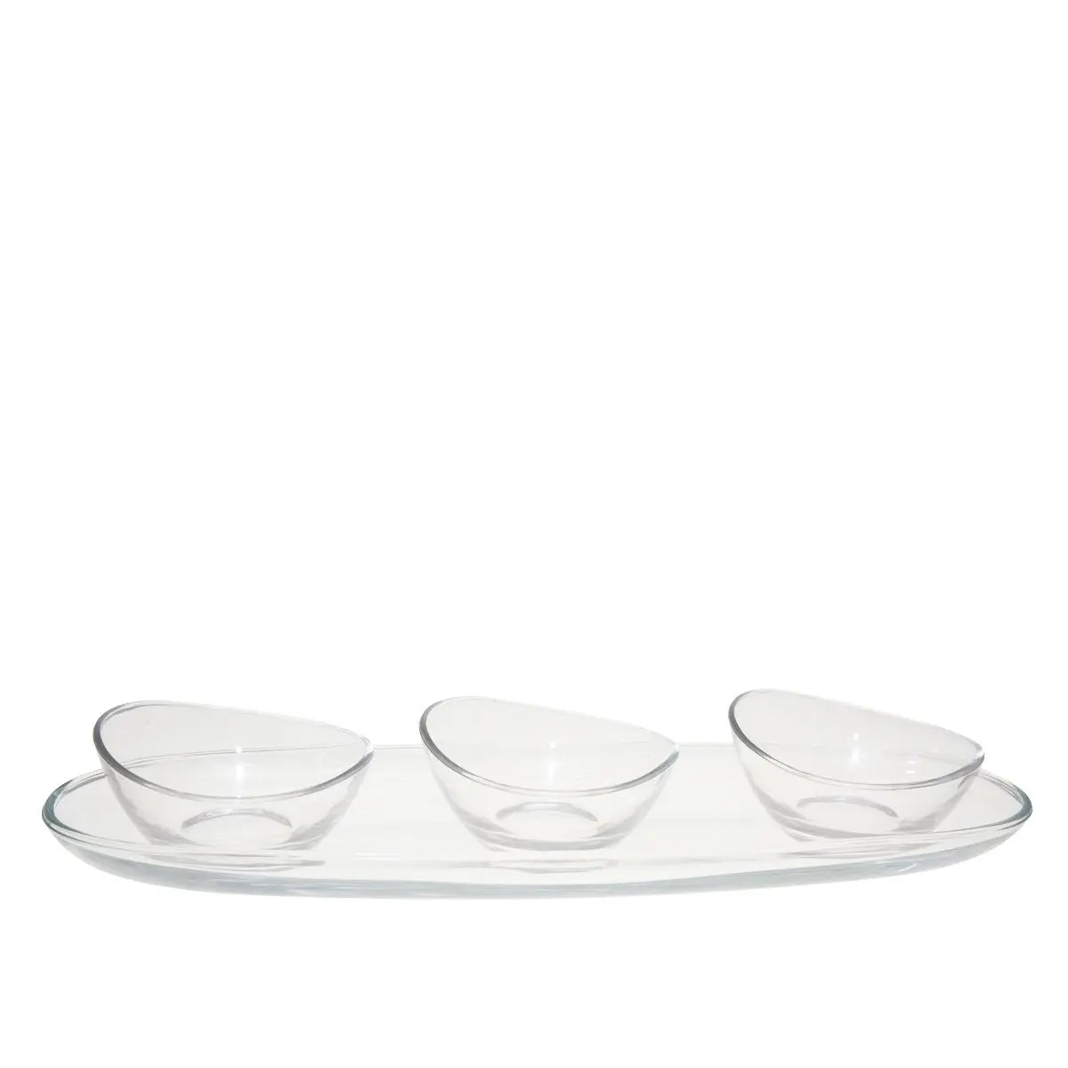 Set apéritif de 3 coupelles sur plateau transparent 41cm AULICA