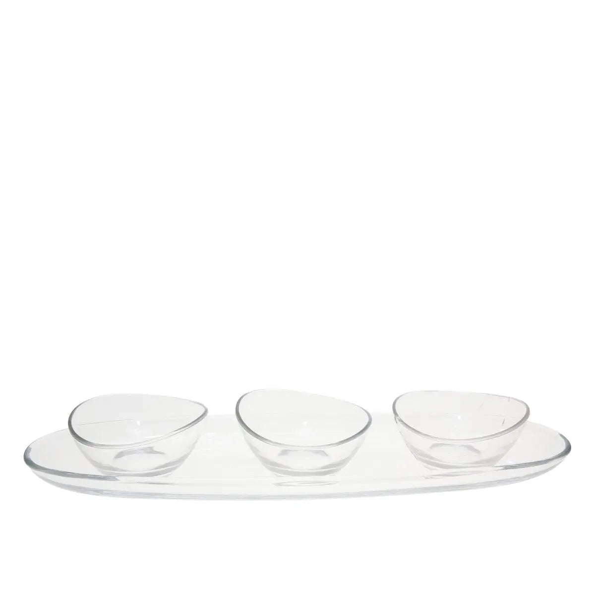Set apéritif de 3 coupelles sur plateau transparent 50cm AULICA
