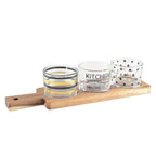 Set apéritif de 3 verres avec plateau en bois 29.5x8x6.1cm AULICA
