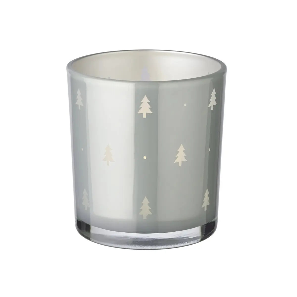Set de 2 verres à bougies chauffe-plat Tani (hauteur 8 cm, ø 7 cm), gris, lanterne avec motif sapin EDZARD-SHOP.com