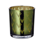 Set de 2 verres à bougies chauffe-plat Ted (hauteur 8 cm, ø 7 cm), extérieur vert / intérieur or, lanterne motif cerf EDZARD-SHOP.com