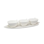 Set de 3 coupelles apéritif avec plateau décor feuille AULICA