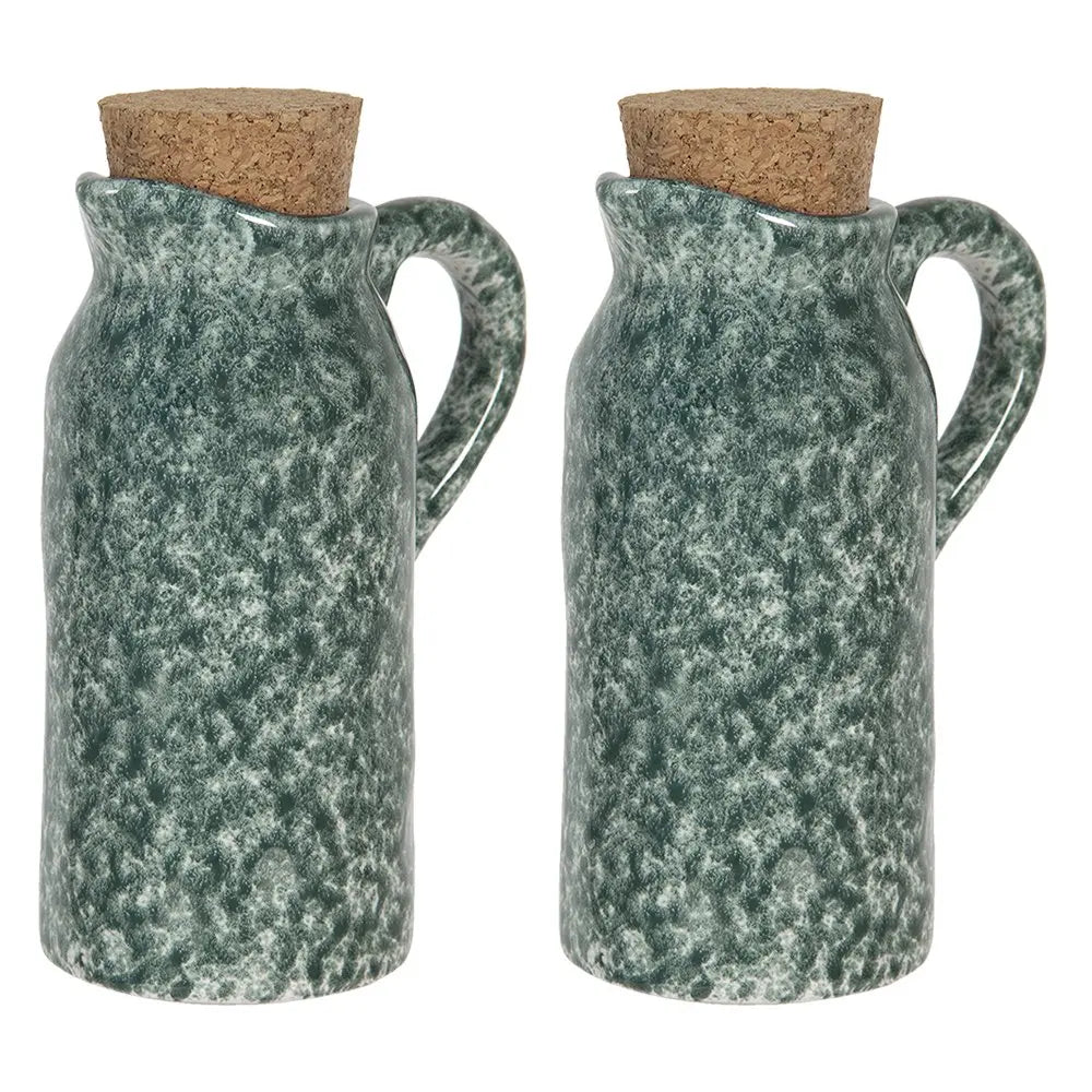 Set huile et vinaigre lot de 2 Vert 8x6x14 cm Clayre & Eef.