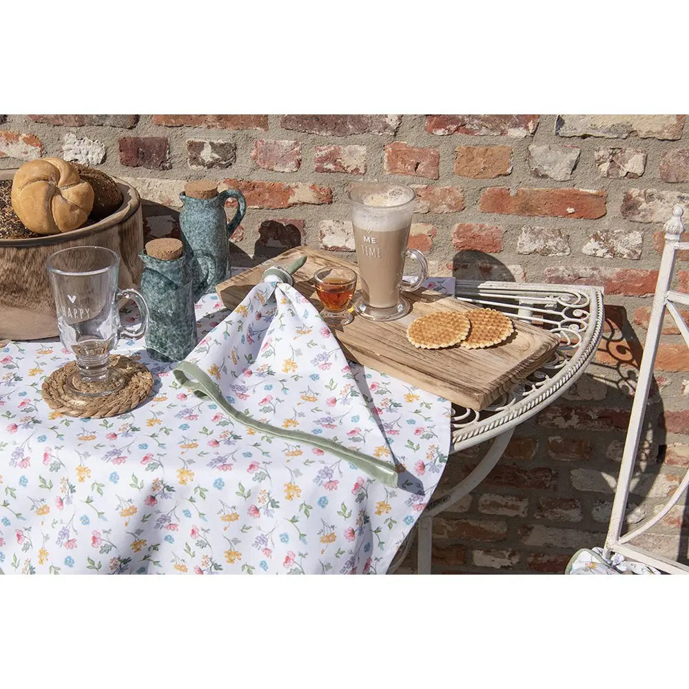 Sets de table Lot de 6 48x33 cm Fleurs en coton blanc vert Clayre & Eef.