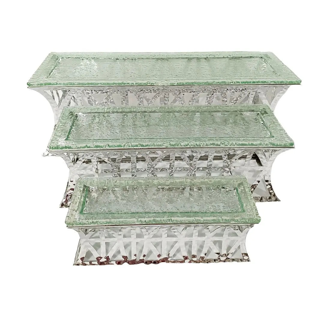 Supports à dessert argent - lot de 3 AULICA
