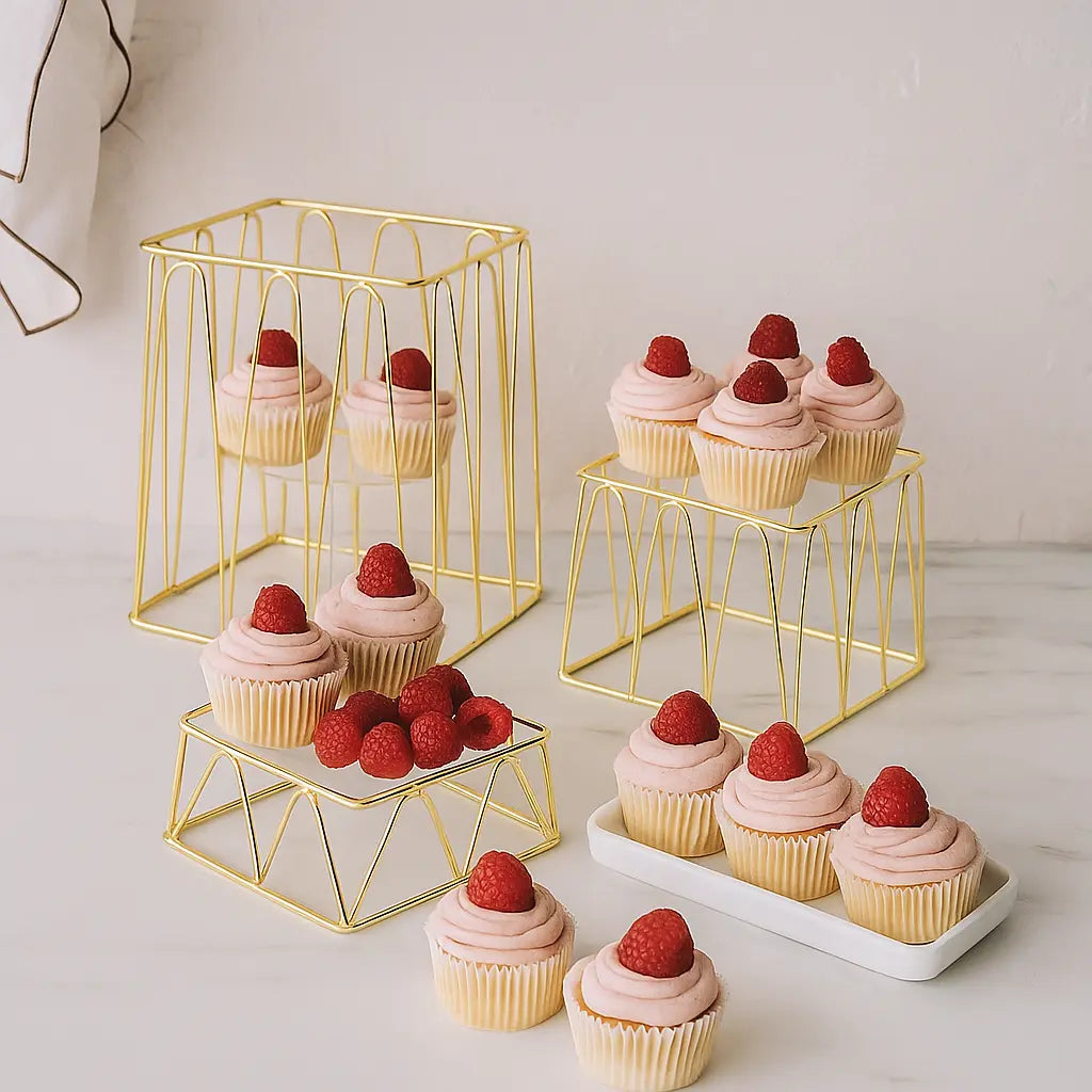 Supports buffet carrés dorés - lot de 3 AULICA