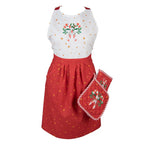 Tablier de cuisine 70x85 cm Coton rouge blanc coton noix de bbq tablier Clayre & Eef.