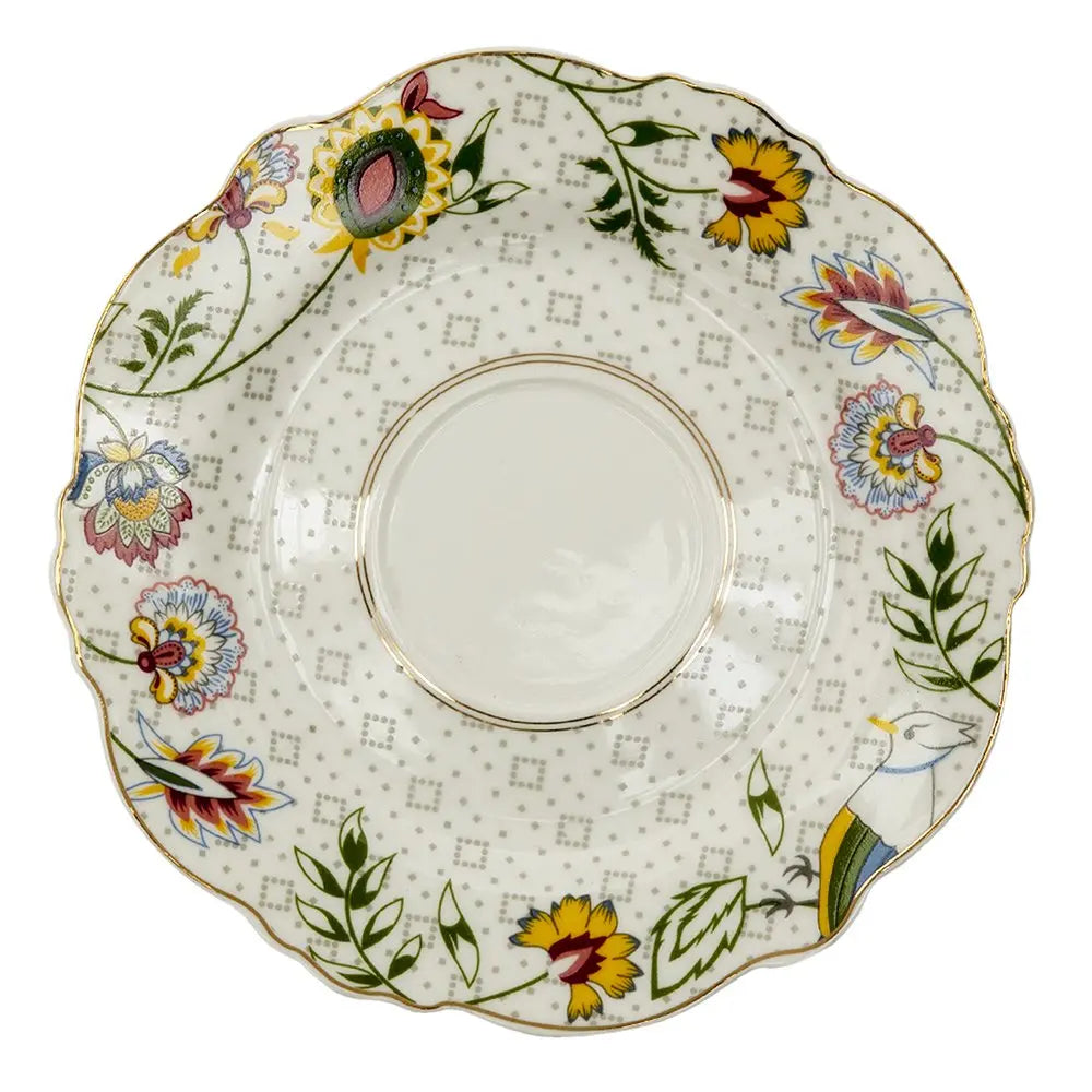 Tasse et plat 200 ml de fleurs en porcelaine noire blanche Clayre & Eef.