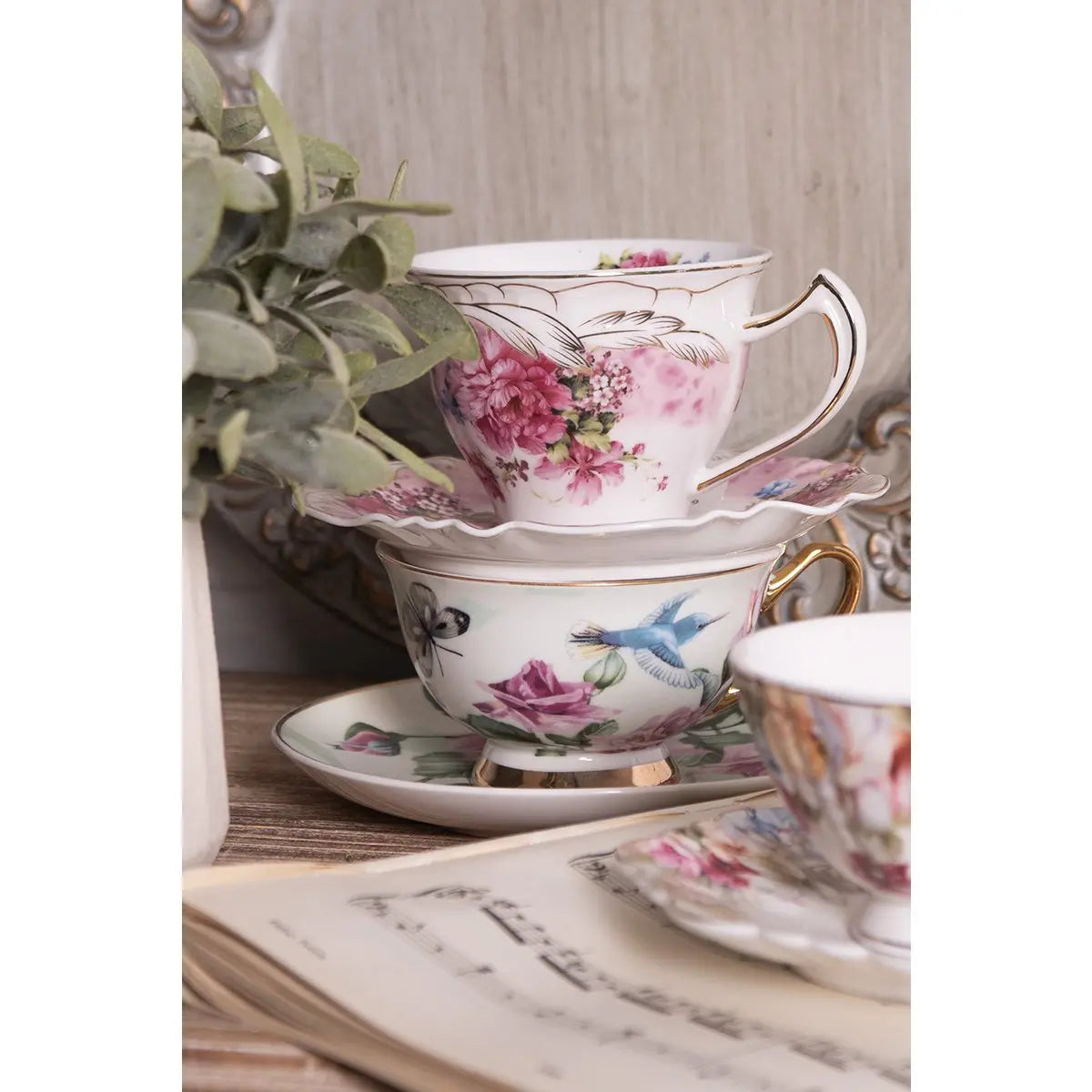 Tasse et soucoupe 12x10x6 cm / Ø 15x2 cm / 200 ml Clayre & Eef.