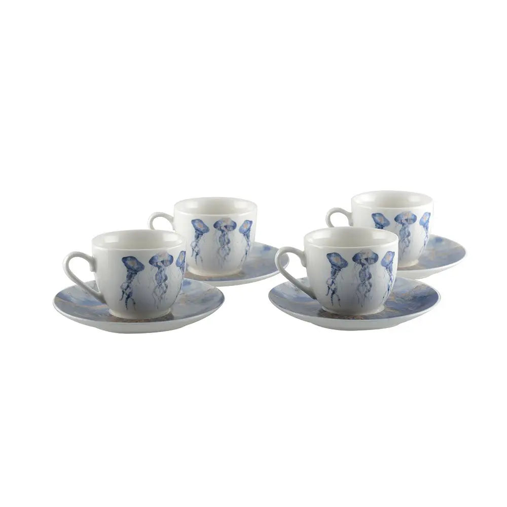 Tasses à café avec sous tasses méduse - lot de 4 AULICA