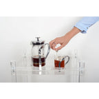 Tasses à café en verre avec déco en métal argent - lot de 2 AULICA