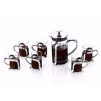 Tasses à café en verre avec déco en métal argent - lot de 2 AULICA