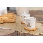 Tasses à café sapin avec cuillères et soucoupes en bois - lot de 2 AULICA