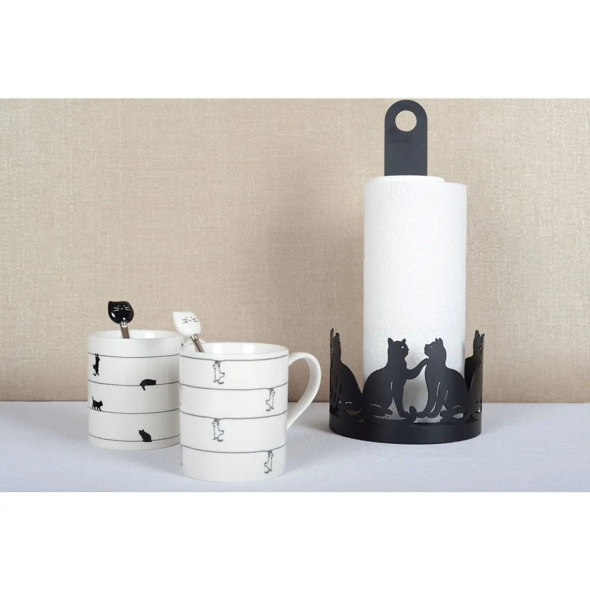 Tasses à thé blanche avec design chat - lot de 2 AULICA