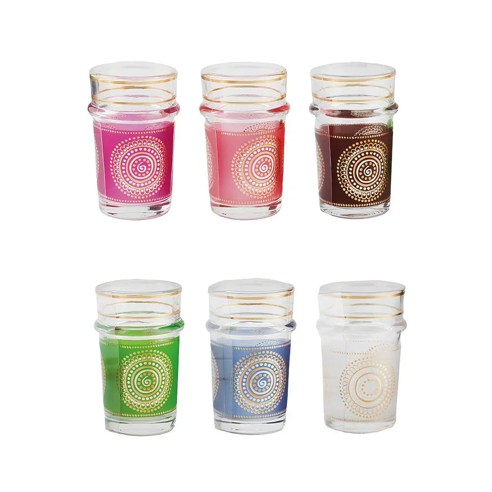 Tasses à thé dorées arabesques 6 couleurs - lot de 6 AULICA