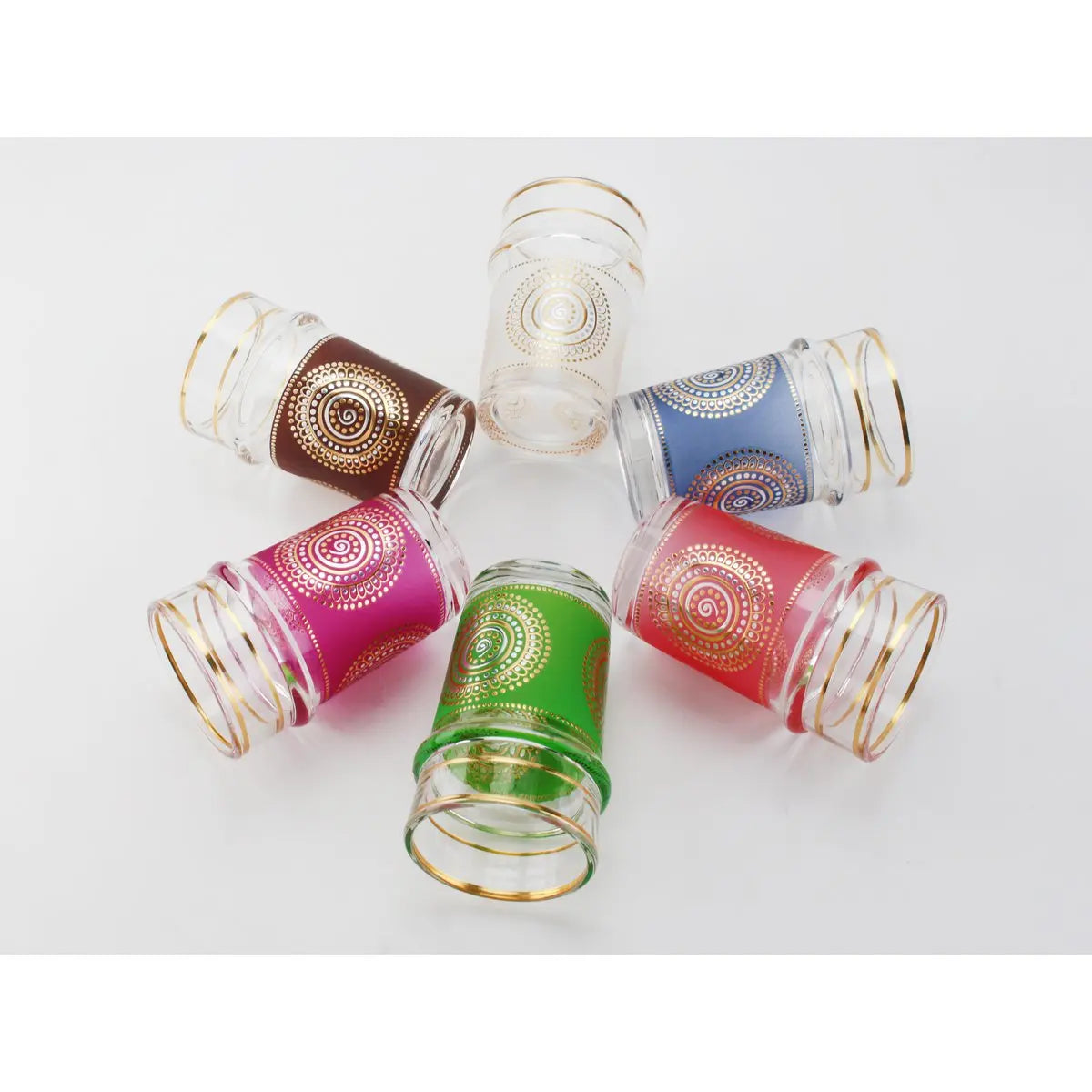 Tasses à thé dorées arabesques 6 couleurs - lot de 6 AULICA