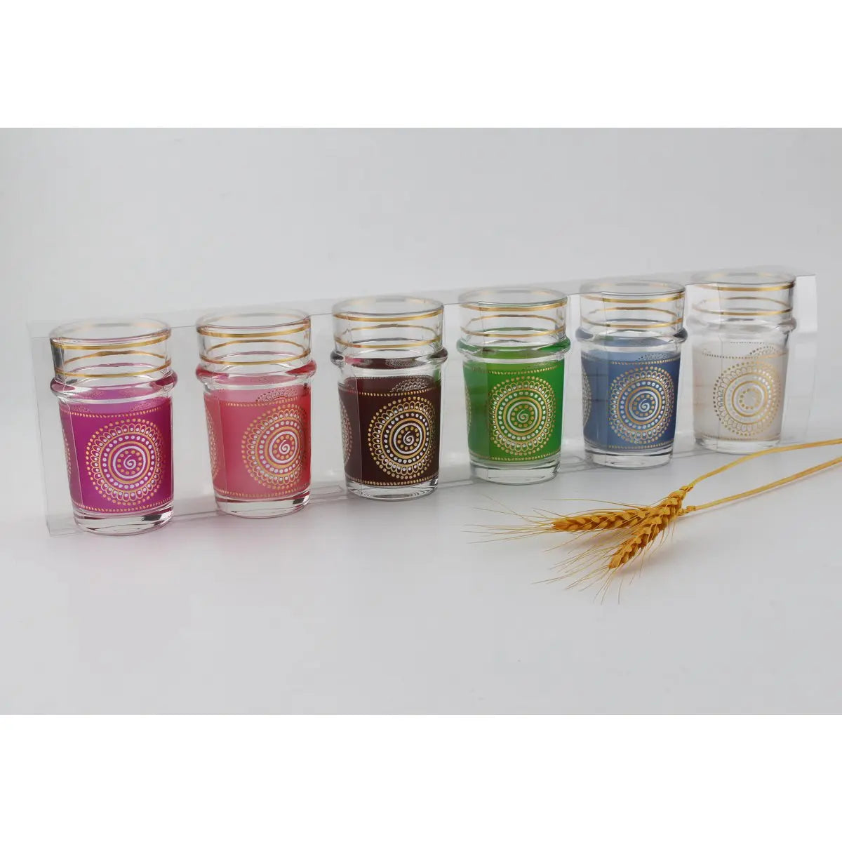 Tasses à thé dorées arabesques 6 couleurs - lot de 6 AULICA